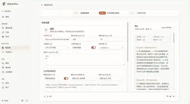 设置文本分段与清洗参数